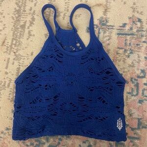 Free People Blue Lace Tank Top